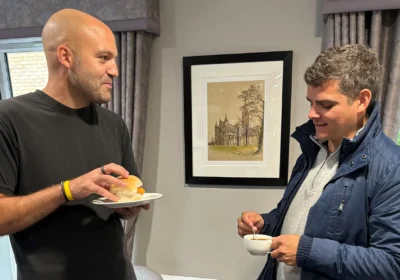 Blue light workers enjoying baps and brews at Wilton Place care home in Salisbury