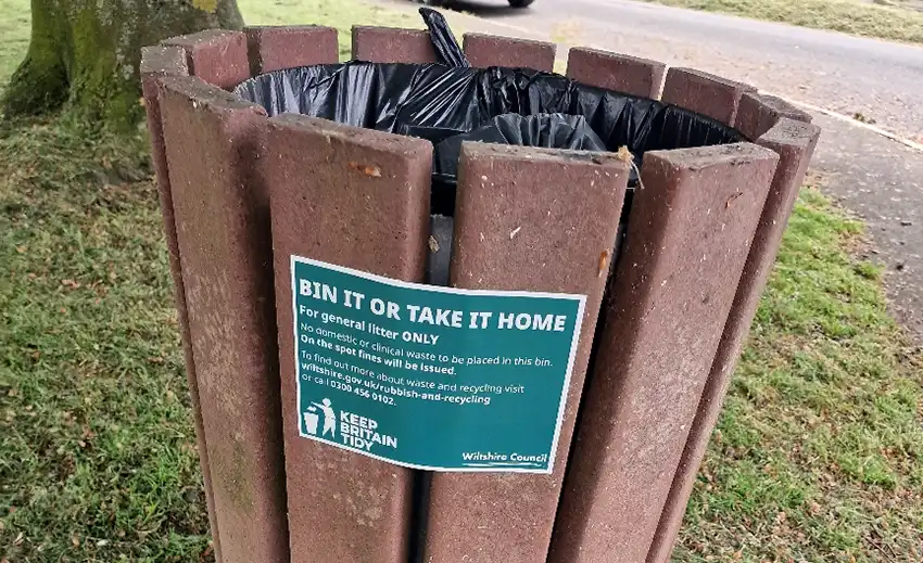 Household waste should not be put in public bins. Picture: Wiltshire Council