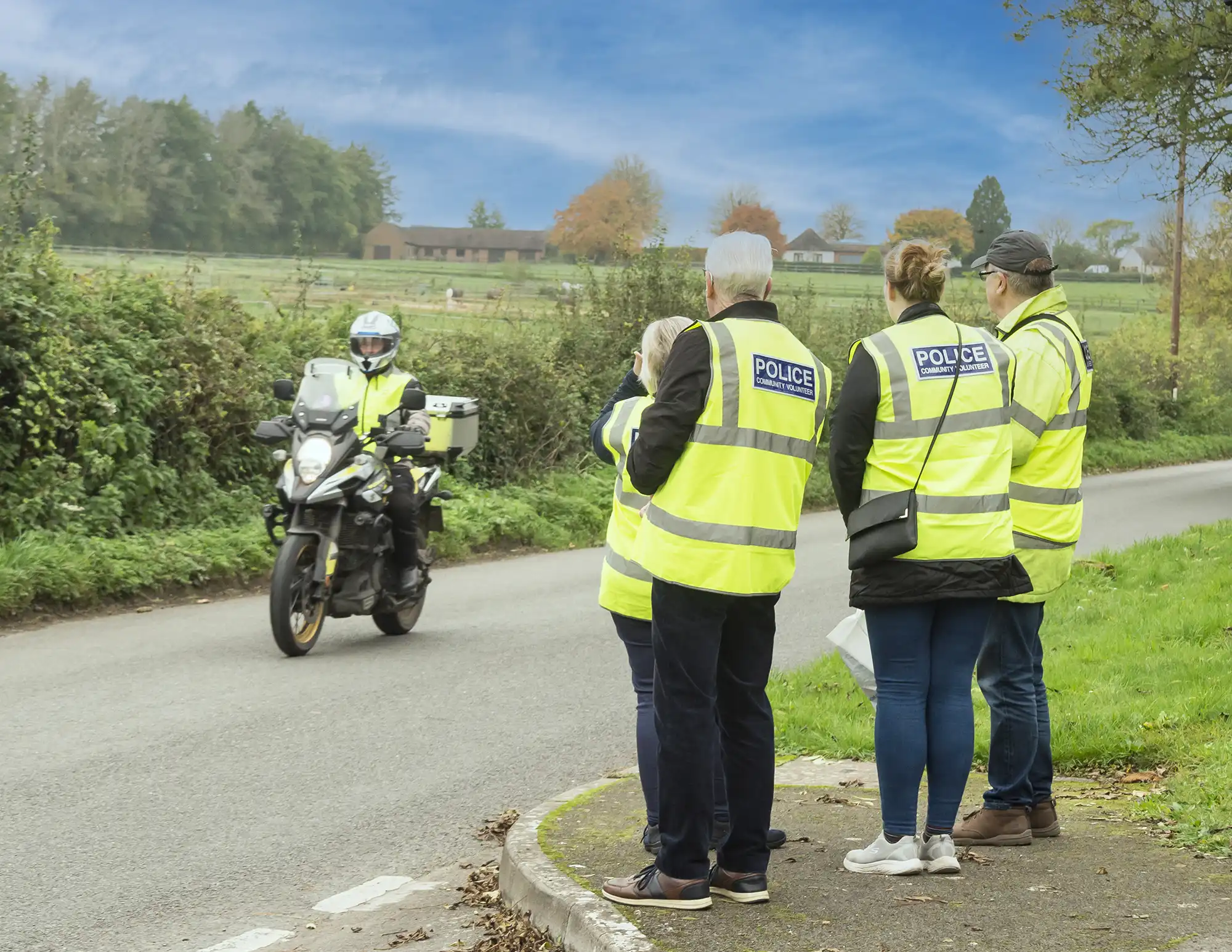 Volunteers with the PCSOs in Ford during the first Speedwatch session