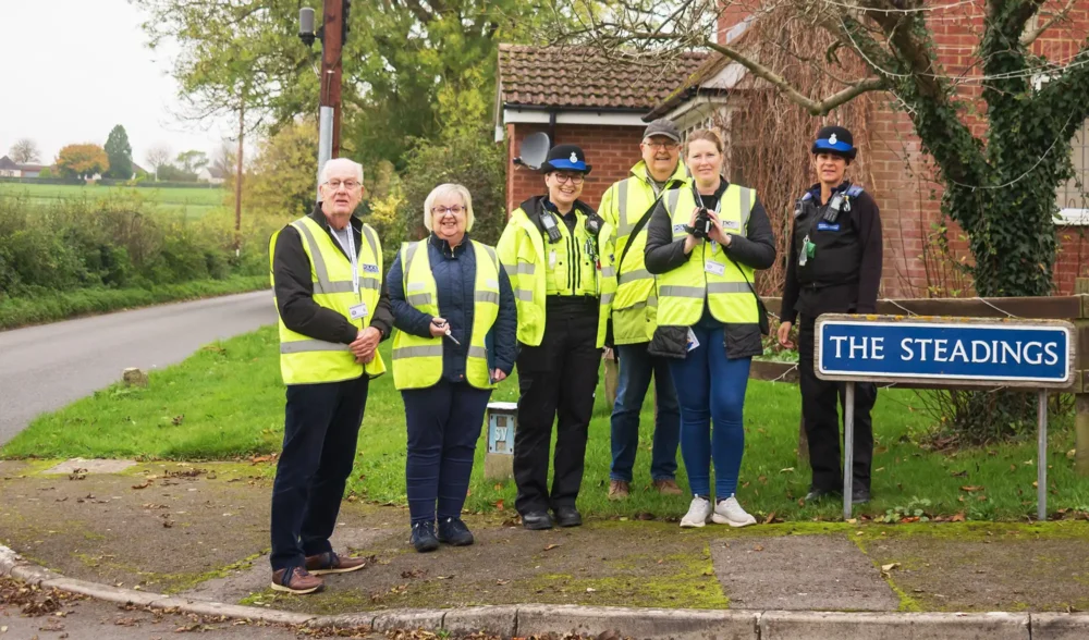 Volunteers with the PCSOs in Ford during the first Speedwatch session