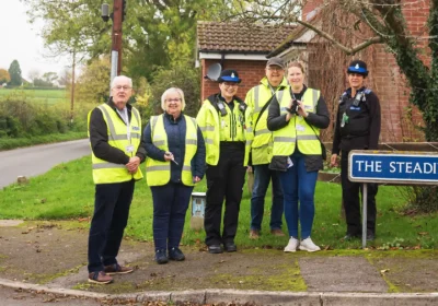 Volunteers with the PCSOs in Ford during the first Speedwatch session