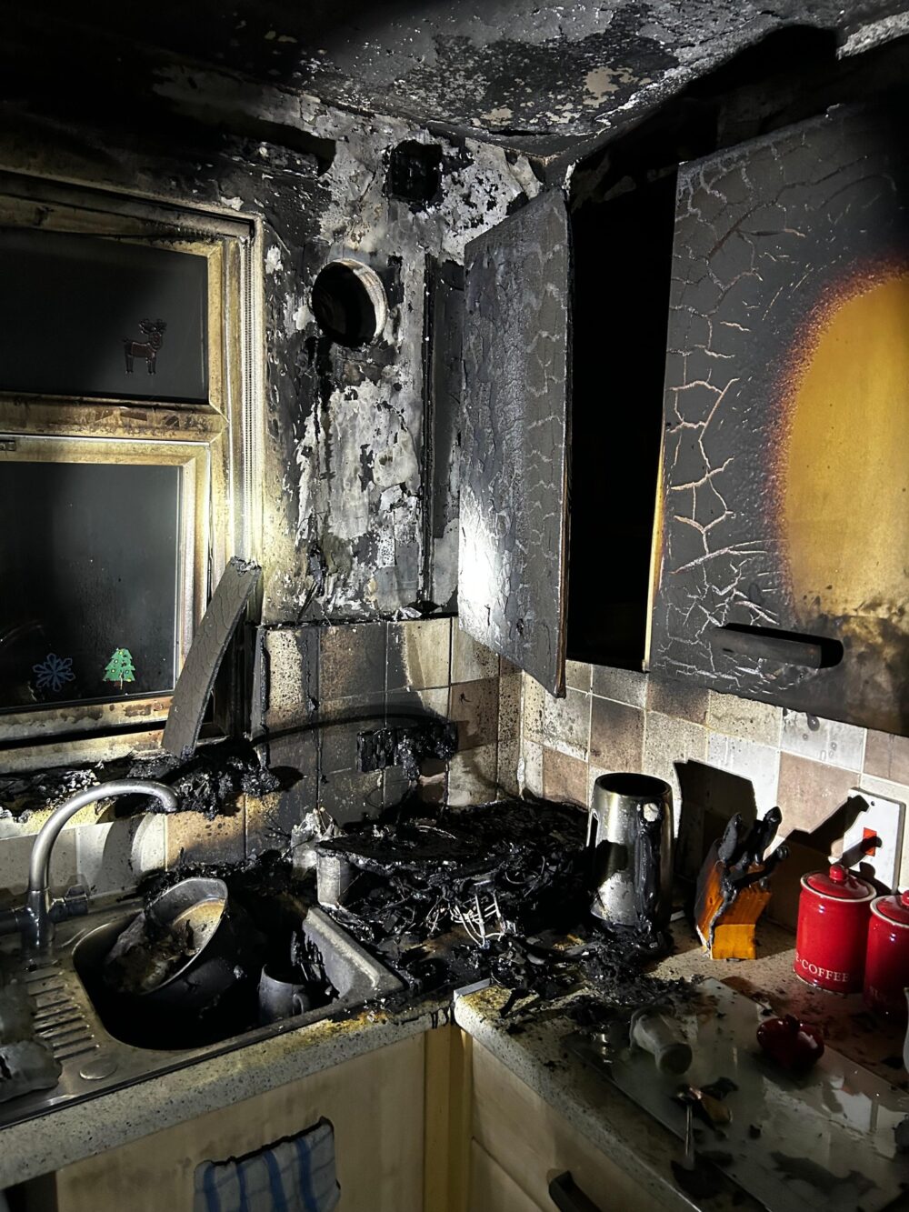 The fire left the kitchen destroyed Picture: DW Fire and Rescue