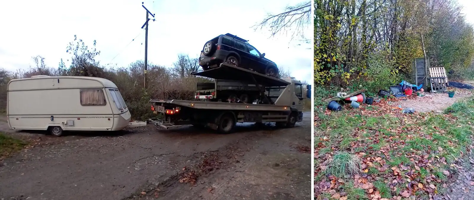 Rubbish, vehicles and more were among items removed form the site in Cholderton. Pictures: Wiltshire Council