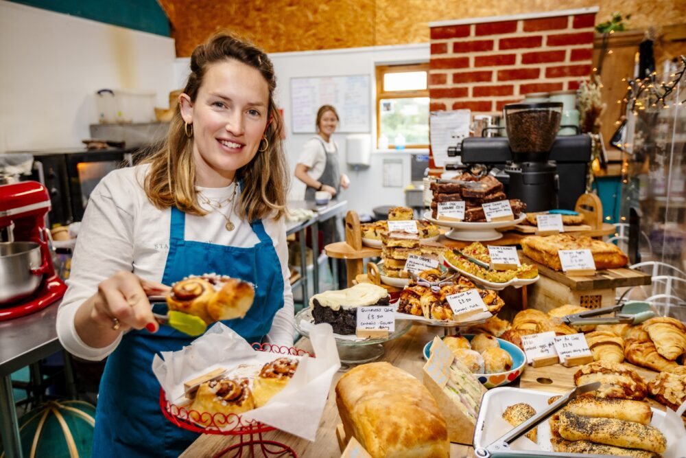 Louisa Pinkham with just some of the produce at Stable & Wick Picture: Wiltshire Rural Hubs Stable & Wick