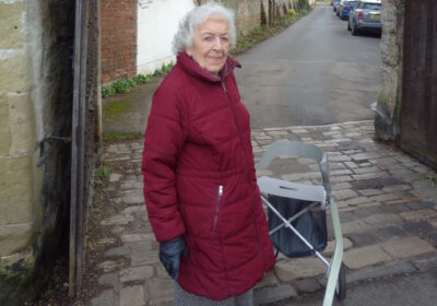 Phyll Babb exiting the Close’s Harnham Gate for the 100th time Picture: Salisbury Trust for the Homeless