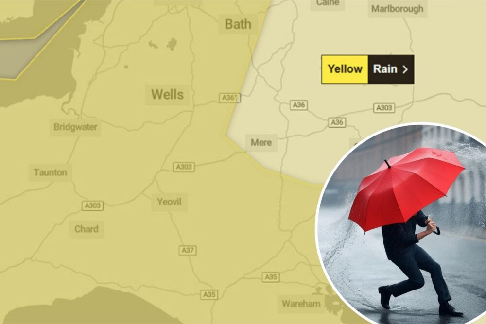 Weather warnings are in place for much of Wiltshire, Dorset and Somerset. Picture: Met Office