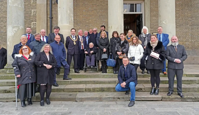 The great and the good at the unveiling of a plaque to honour Billy Whitelegg. Picture: Salisbury City Council