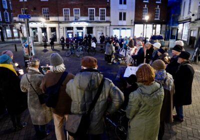 The 60th Ceasefire Vigil outside Salisbury Library