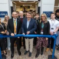 Nick Jenkins cuts the ribbon at the new Wiltshire Business School