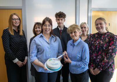 Access2 Human Resources marked the milestone anniversary in March with its team of 10 with cake and office celebrations Picture: Access2