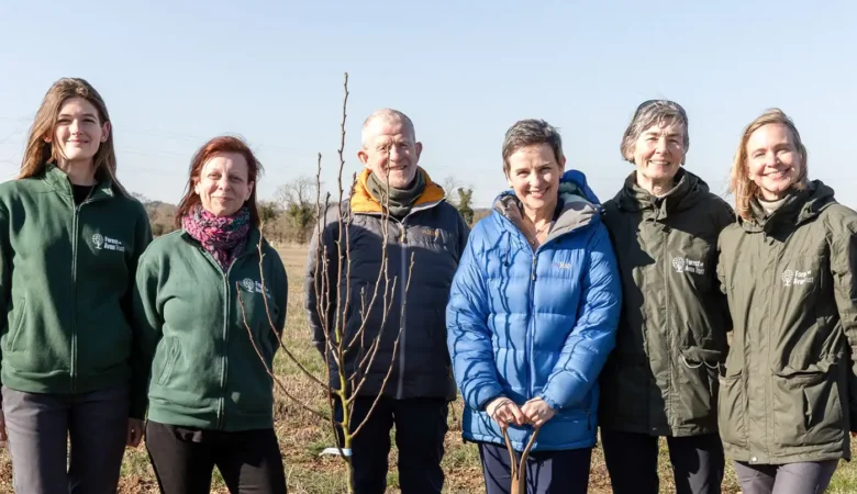 Nature Minister Mary Creagh, blue coat, unveiled plans for the Western Forest