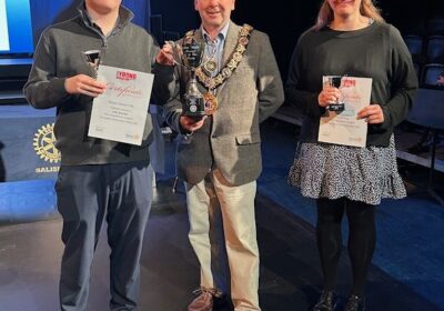 The two winners, Jake and Emily, with Salisbury Rotary Club president, Peter Mitchell Picture: Salisbury Rotary Club