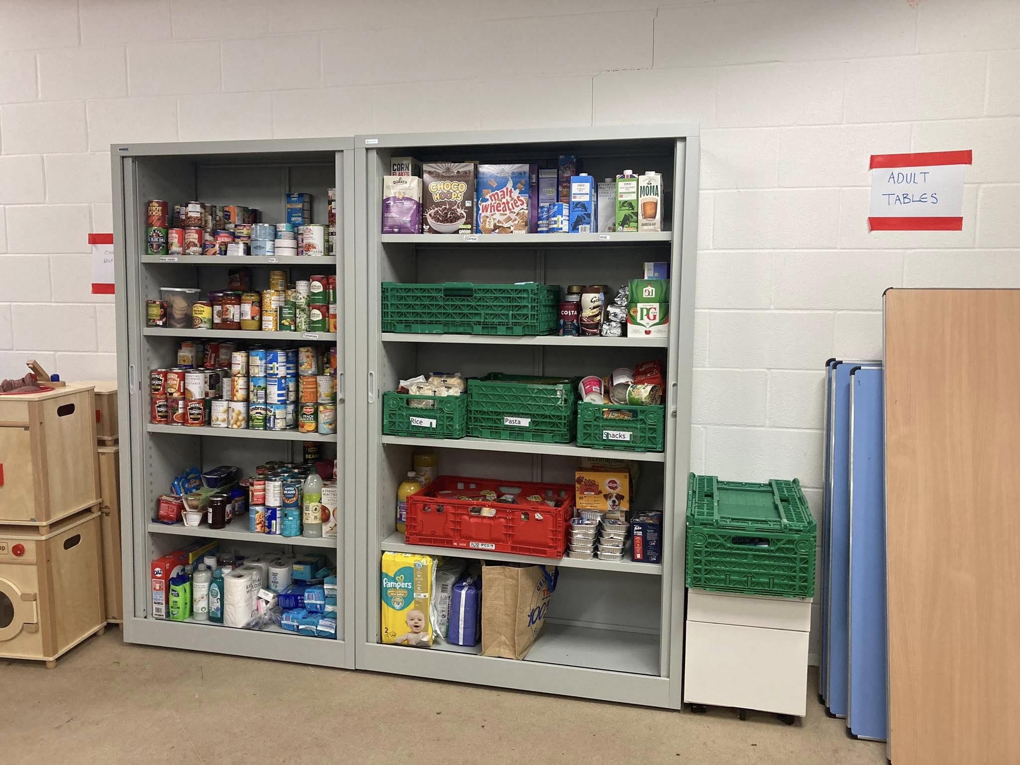 Cupboards at the Tidworth Food Bank which was put together by the Tidworth and Ludgershall Men's Shed Picture: Salisbury Foodbank