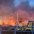 The fire service said Hangar 3 partially collapsed, with the nearby restaurant and cafe affected by the blaze Picture: Dorset & Wiltshire Fire and Rescue