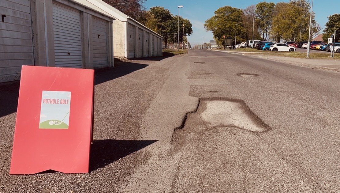 The potholes were deep enough to play golf in Picture: Ben Thornbury