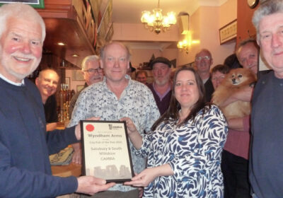 Left to right: Keith Foster (CAMRA), Dave Barton (pub cellarman), Lisa Saberton (pub manager) and Chris White (CAMRA) Picture: Salisbury CAMRA