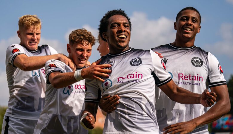 Salisbury players celebrating in the game against Boreham Wood Picture: Michael Berkeley