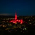The cathedral will be lit up in red until tomorrow (May 9) Picture: Martin Cook