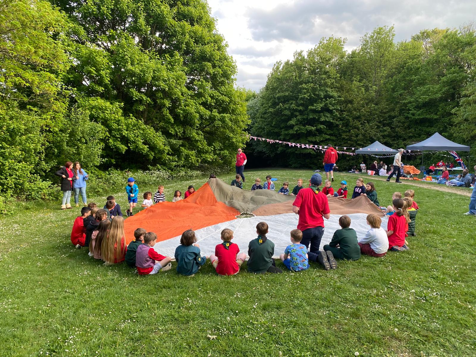 Cubs enjoying the parachute games Picture: Mark Warner