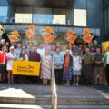 Lib Dem councillors celebrating the result outside County Hall Picture: Wiltshire Liberal Democrats