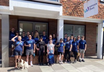 The walkers setting off from the Wessex Fleet offices in Milford Street Picture: Wessex Fleet
