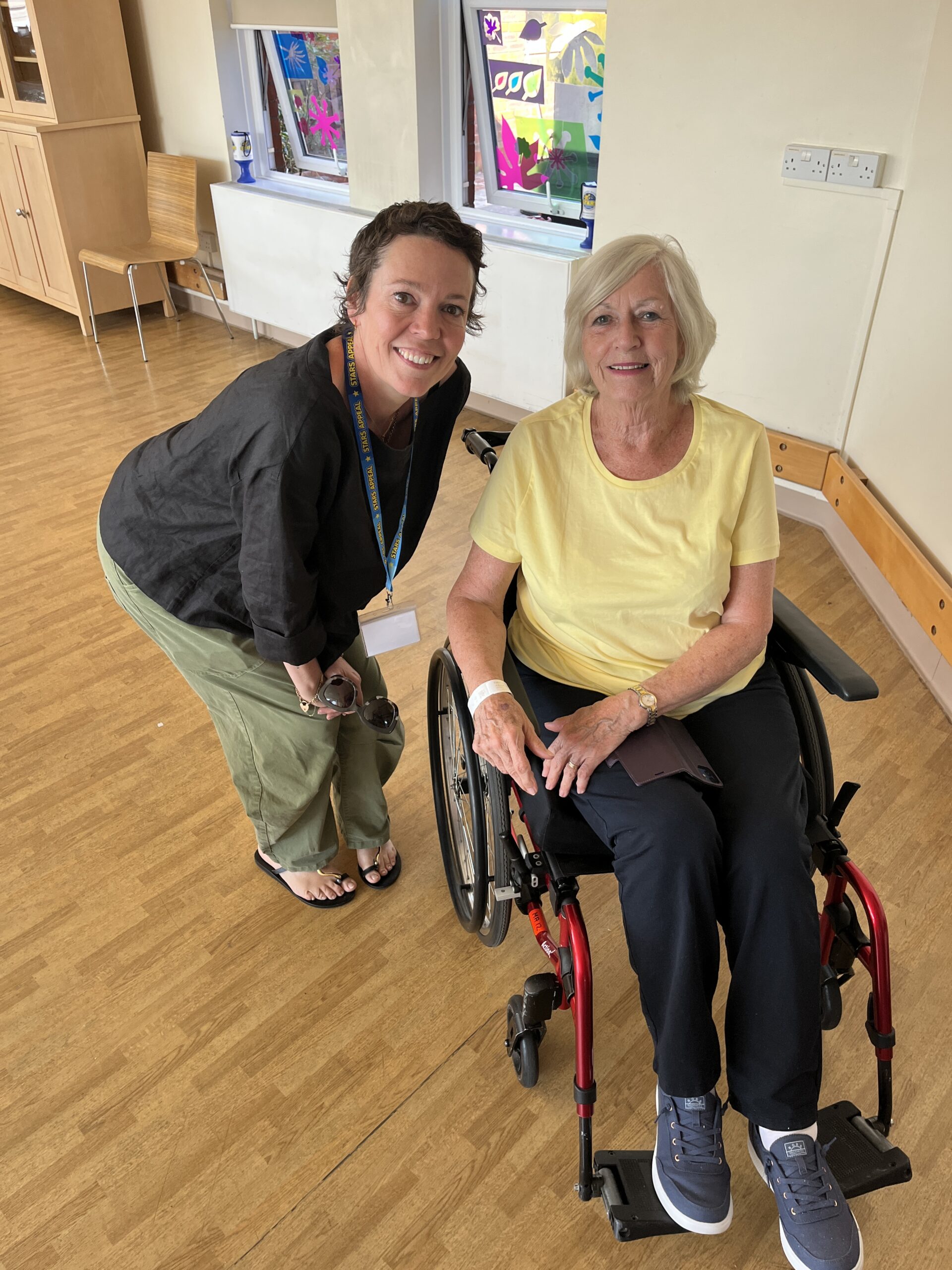 Spinal Treatment Centre patient Sue Newman with Olivia Colman Picture: Spencer Mulholland