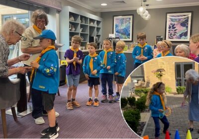 Beavers being presented with their badges Picture: Wilton Place Care Home