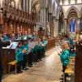The Junior Choir and Salisbury Cathedral Girls Choir rehearse the new anthem with Simon Lole conducting Picture: Salisbury Cathedral