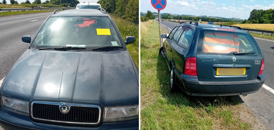 The abandoned car on the A303 Picture: Wiltshire Council
