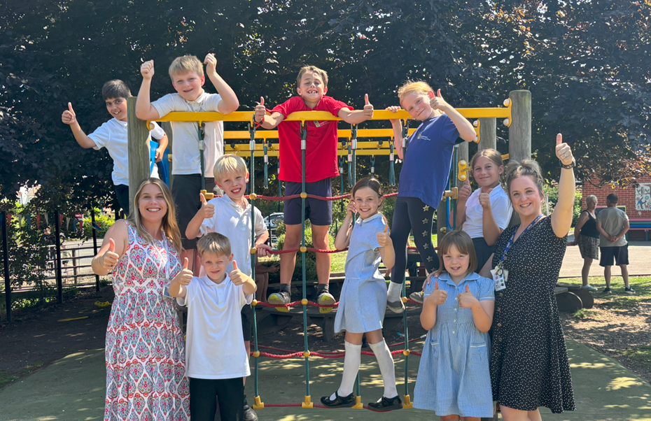 Shrewton pupils and staff celebrating the result Picture: Shrewton CE Primary School