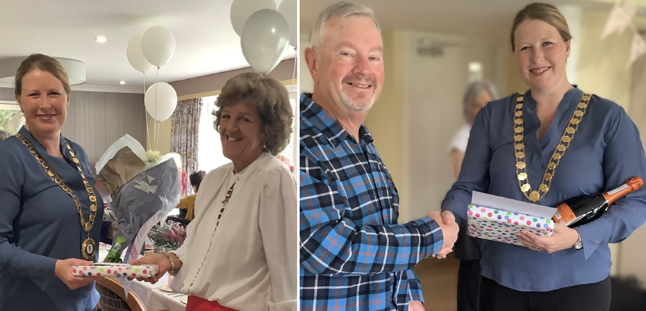 Cllr Laura Jones presenting volunteers with a small token for their efforts Picture: Milford House