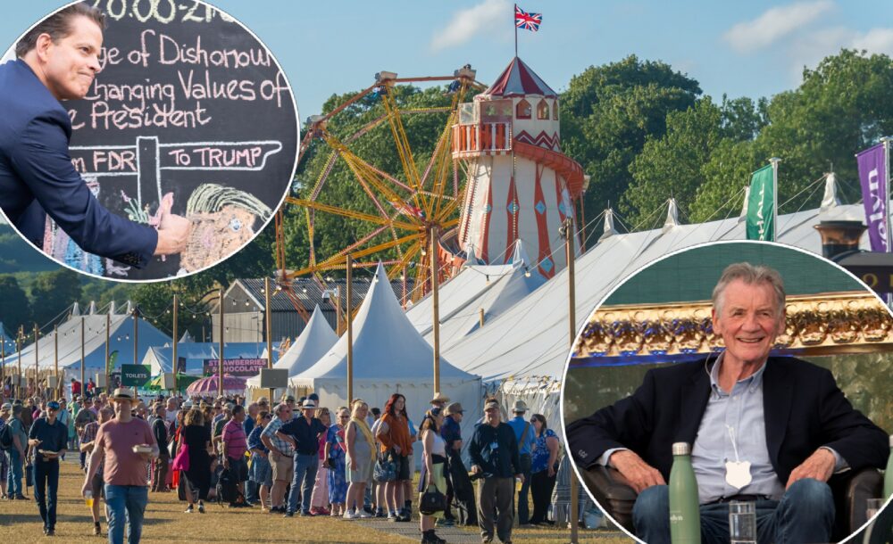 25,000 people came to the festival this year to hear from speakers such as Anthony Scaramucci and Michael Palin (pictured inset) Pictures: Ash Mills/Martin Cook