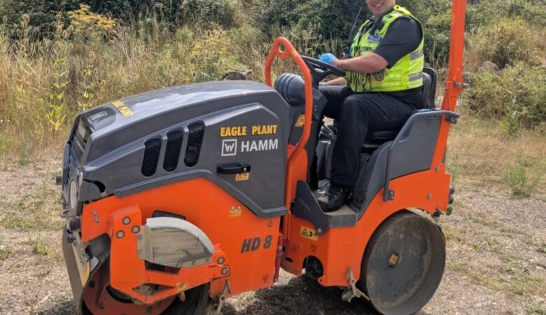The road roller was recovered following a collaboration with Salisbury and Hampshire police forces Picture: Salisbury Police