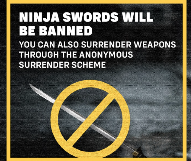 Compensation is being offered for those who surrender their swords Picture: HM Government