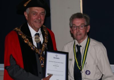 Gerald being handed the award from Salisbury Mayor cllr John Wells Picture: Mark Warner