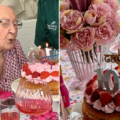 Gwen blowing out her candles Picture: Barchester Health
