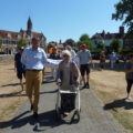 Phyll leading the way with with Salisbury MP John Glen as temperatures hit the high 20s Picture: STFH