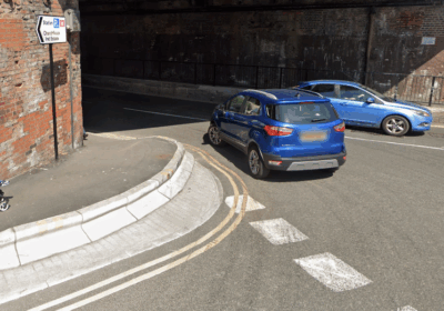A car successfully navigating the killer kerb Picture: Google