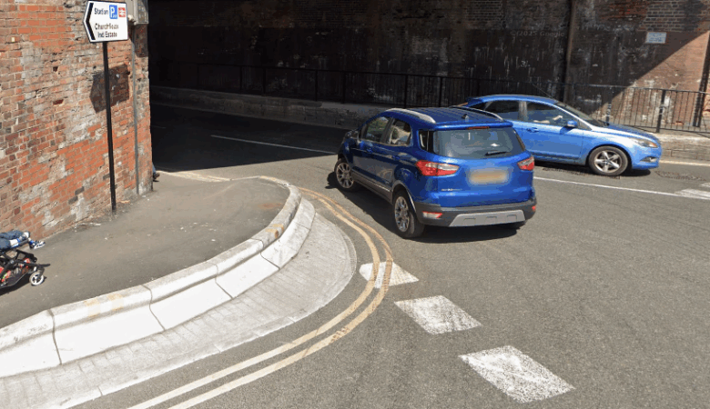 A car successfully navigating the killer kerb Picture: Google