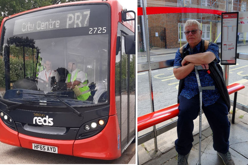 Alan (pictured right) is one of the bus users calling for the bus stop to be moved to its original position Pictures: Lesley Waller