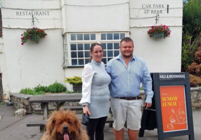Rob and Becky Wood (with their dog Ruby) have received an enthusiastic welcome from residents and visitors to the Barford Inn Picture: Barford Inn/Morag Walker MCIPR