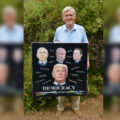 Roy Wilde, who is participating in an exhibition in Gallery 4 in the Salisbury Library, pictured with his latest acrylic picture, which he was blocked from showing in the exhibition Picture: Pete Thompson
