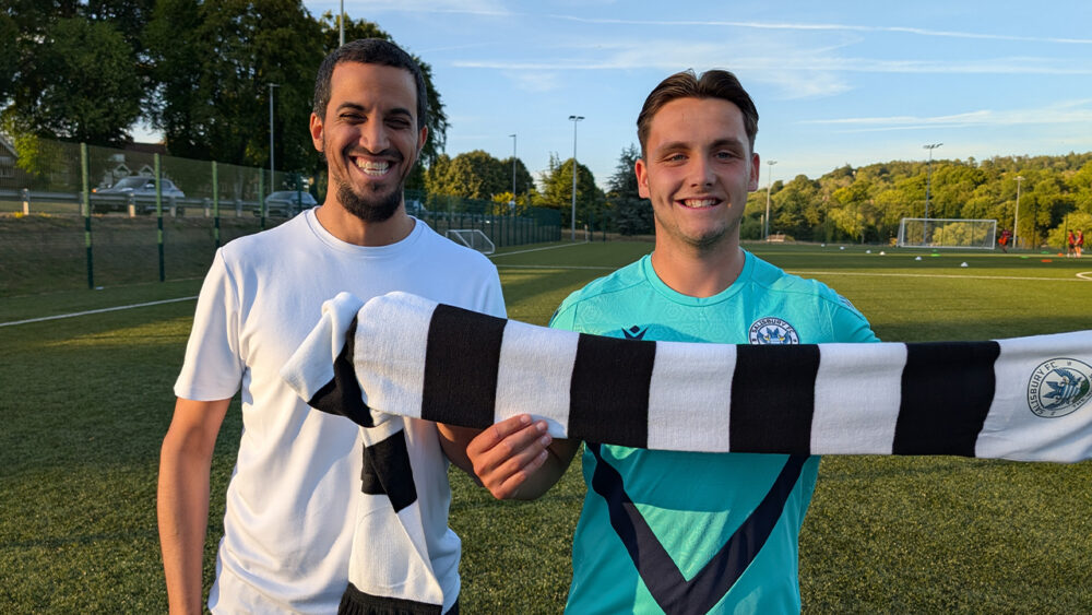 Salisbury FC Owner Ali Alhamad welcomes Tommy-Lee Higgs to the club Picture: Salisbury FC