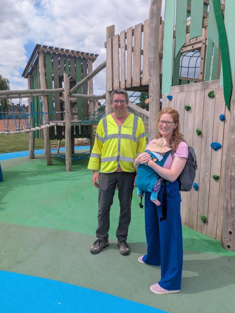 EA's Andy Wallis at Salisbury River Park Ashley Rd Play Park pre-opening event with Cllr Victoria Charleston Picture: EA