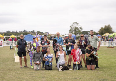 Laura and Endeavour (front middle) and other qualifiers Picture: The Kennel Club