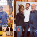 Managing director Daniel Griggs with well-known wine writers Oz Clarke and Tamlyn Currin Picture: Museum Wines