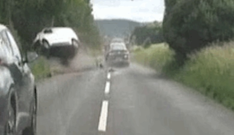 The moment Henriques crashed into a car while trying to evade police Picture: Wiltshire Police