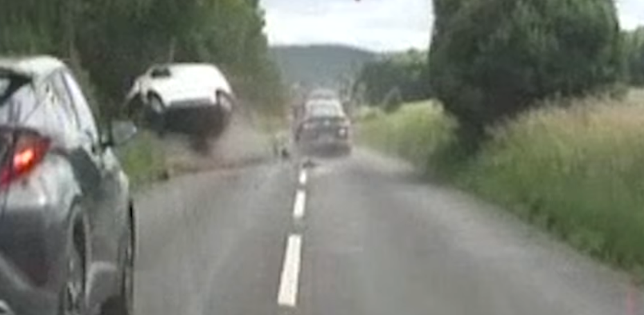The moment Henriques crashed into a car while trying to evade police Picture: Wiltshire Police