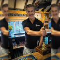 Rupert Everett serving behind the bar of The Swan wearing his CAMRA t-shirt Picture: Salisbury CAMRA