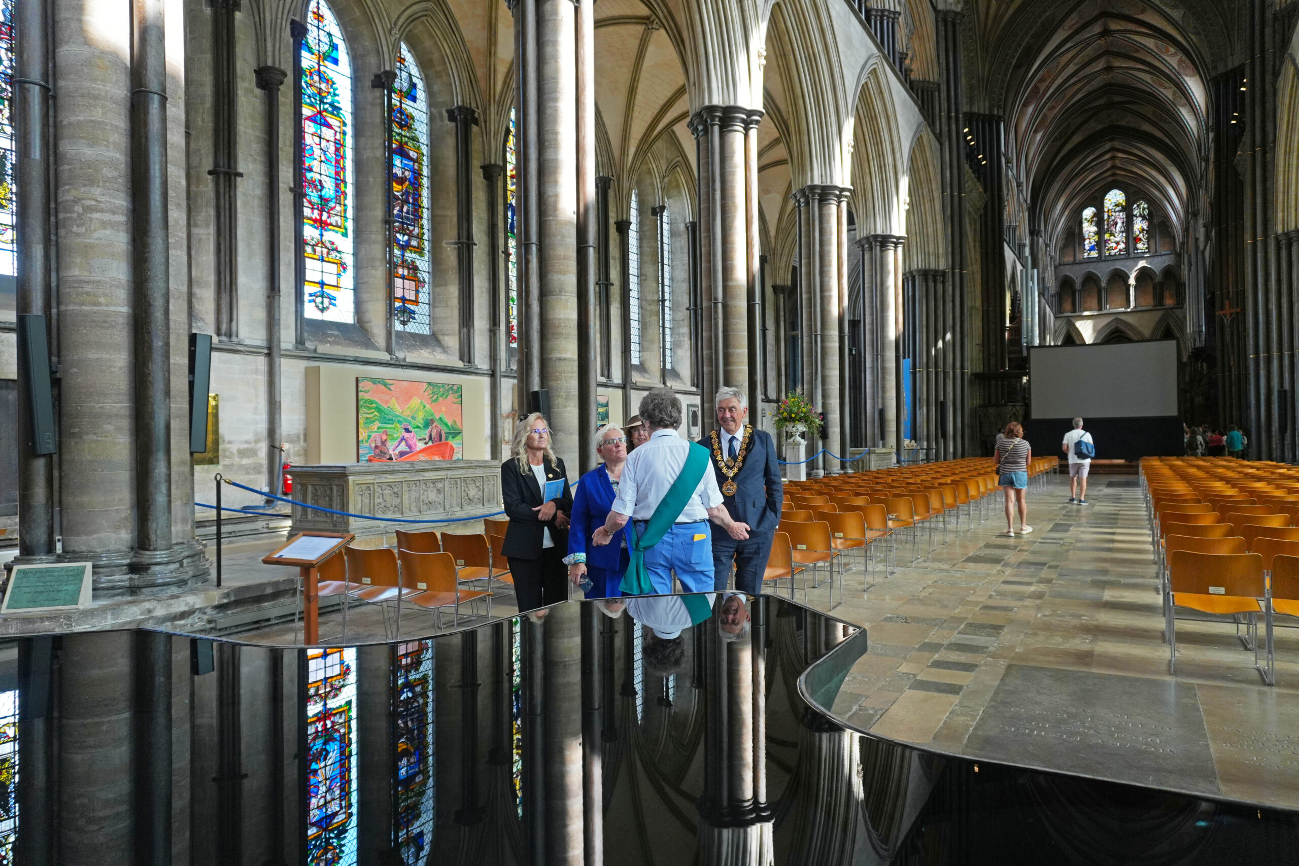 The US pair enjoying the tour of Salisbury Cathedral Picture: Salisbury City Council